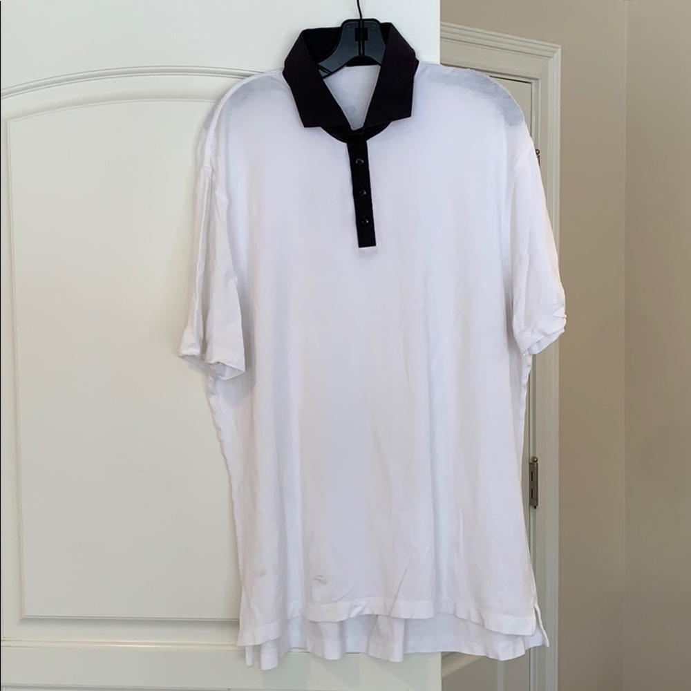 Men’s White Lululemon Large Buttoned Polo Golf